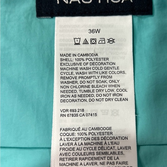 Nautica Bathing Suit Shorts Swim Trunks Men’s 36 Teal Blue Drawstring Pockets - Picture 9 of 14